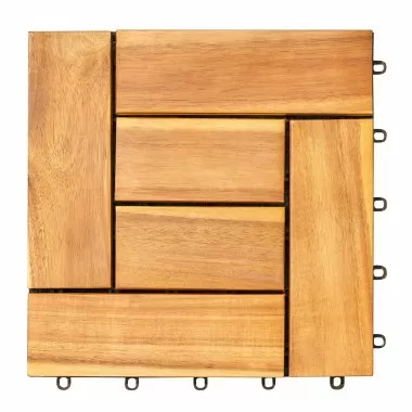 Vifah Hanalei Acacia Interlocking Wooden Decktile in Honey, Frontview
