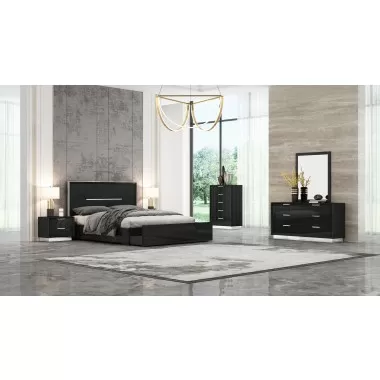 Whiteline Modern Living Navi Dresser Double High Gloss Black - Lifestyle