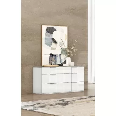 Whiteline Modern Living Daisy Dresser In High Gloss White 6 Self Close Drawers - Lifestyle