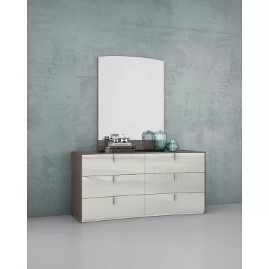 Whiteline Modern Living Berlin Dresser In High Gloss Chestnut Grey - Lifestyle