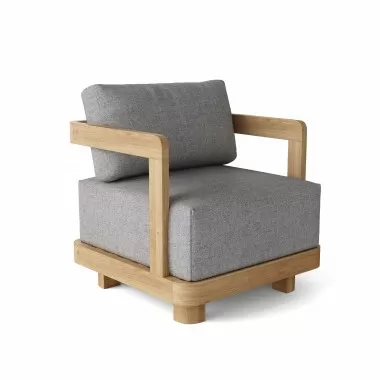 Anderson Teak Granada Deep Seating Armchair - Grey - Angled View
