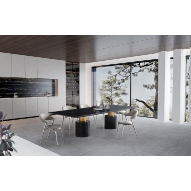 Geneva Dining Table Cylinders in Gold- Lifestyle 1