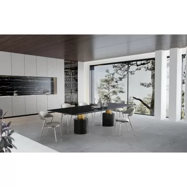 Geneva Dining Table Cylinders in Gold- Lifestyle 1