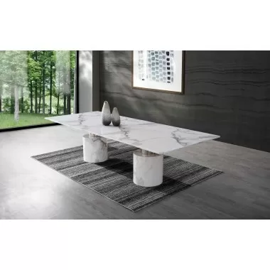 Whiteline Modern Living Geneva Extra Large Dining Table In White - Lifestyle