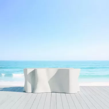 Azzurro Living Daintree Coffee Table In Bone Concrete - Lifestyle