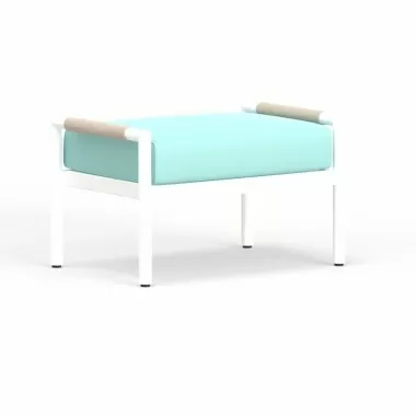 Sabbia Ottoman in Dupione Celeste, No Welt - Front Side Angle