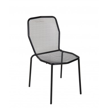 Avalon Stacking Side Chair - E-coated, Powder Coated Micro-Mesh Steel - Black