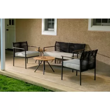 Alfresco Home Jakarta Deep Seating Love Seat - Black - Lifestyle