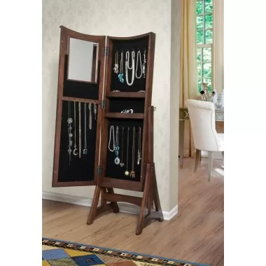 Bianca Jewelry Armoire Cheval Mirror - Open
