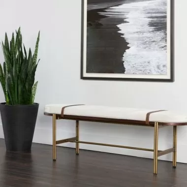 Sunpan Elaine Bench - Polo Cub Muslin - Lifestyle