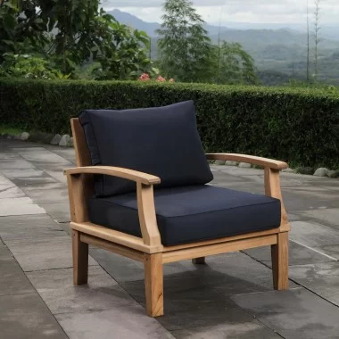 Modway Marina Outdoor Patio Teak Armchair in Natural Gray - Lifestyle