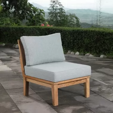 Modway Marina Armless Outdoor Patio Teak Sofa - Natural Gray - Lifestyle