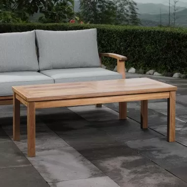 Modway Marina Outdoor Patio Teak Rectangle Coffee Table - Natural - Lifestyle