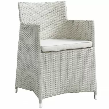 Modway Junction Dining Outdoor Patio Armchair in Gray White - Front Side Angle