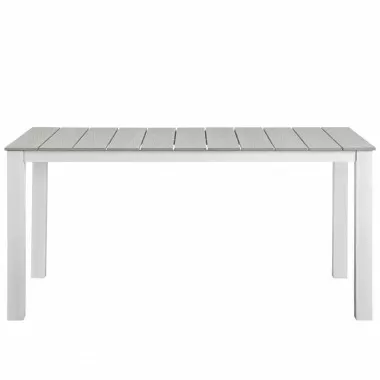 Modway Maine 63" Outdoor Patio Dining Table in White Light Gray - Front Angle
