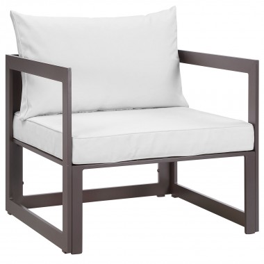 Modway Fortuna Outdoor Patio Armchair in Brown Gray - Front Side Angle