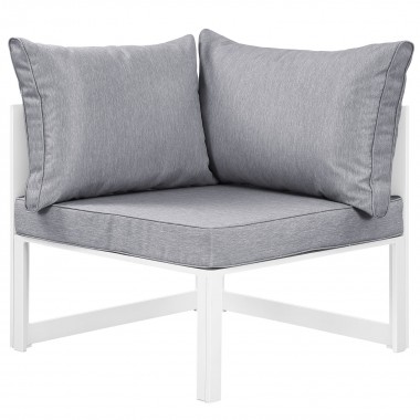 Modway Fortuna Corner Outdoor Patio Armchair in White Gray - Front Angle