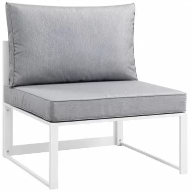 Modway Fortuna Armless Outdoor Patio Chair - White Gray - Front Side Angle