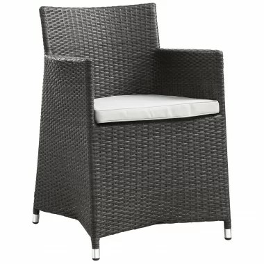 Modway Junction Armchair Outdoor Patio Wicker in Brown White - Set of Two - Front Side Angle