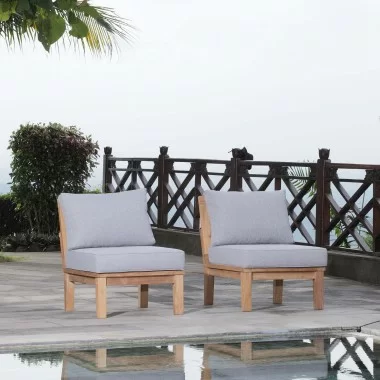 Modway Marina 2 Piece Outdoor Patio Teak Set in Natural Gray - Lifestyle