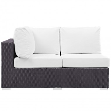 Modway Convene Outdoor Patio Left Arm Loveseat - Espresso White - Front Angle