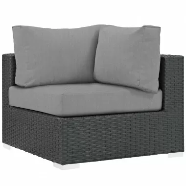 Modway Sojourn Outdoor Patio Sunbrella® Corner in Canvas Gray - Front Side Angle