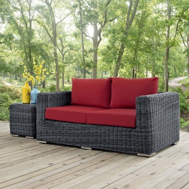 Modway Summon Outdoor Patio Sunbrella® Loveseat in Canvas Red - Lifestyle