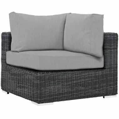 Modway Summon Outdoor Patio Sunbrella® Corner in Canvas Gray - Front Side Angle