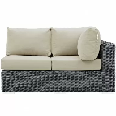 Modway Summon Outdoor Patio Sunbrella® Loveseat in Left Arm - Canvas Gray - Front Angle