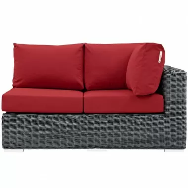 Modway Summon Outdoor Patio Sunbrella® Right Arm Loveseat in Canvas Red - Front Angle