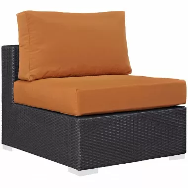 Modway Convene Outdoor Patio Armless in Espresso Orange - Front Side Angle