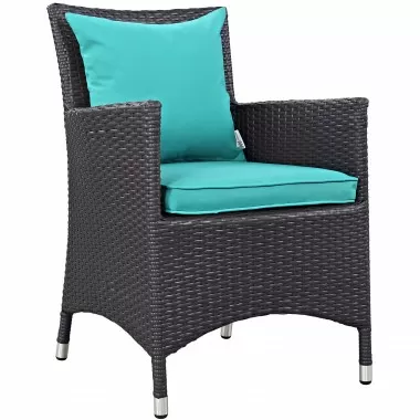 Modway Convene Dining Outdoor Patio Armchair in Espresso Turquoise - Front Side Angle