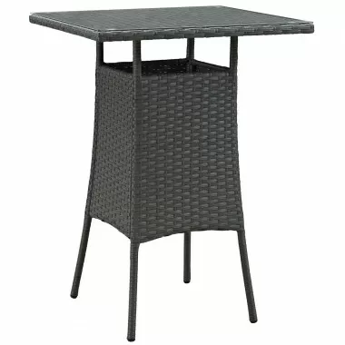 Modway Sojourn Small Outdoor Patio Bar Table - Chocolate - Front Side Angle