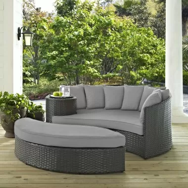 Modway Sojourn Outdoor Patio Sunbrella® Daybed in Canvas Gray - Lifestyle