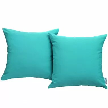 Modway Convene Two Piece Outdoor Patio Pillow Set in Turquoise - Set in Front Angle