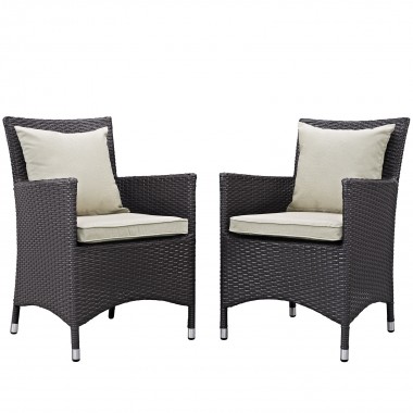 Modway Convene 2 Piece Outdoor Patio Dining Set in Espresso Beige - Set in Front Side Angle