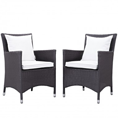 Modway Convene 2 Piece Outdoor Patio Dining Set - Espresso White - Set in Front Side Angle
