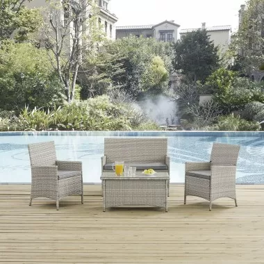 Modway Bridge 4 Piece Outdoor Patio Patio Conversation Set - Light Gray Gray - Lifestyle