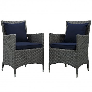 Modway Sojourn 2 Piece Outdoor Patio Sunbrella® Dining Set - Canvas Navy - Set in Front Angle