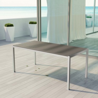 Modway Shore Outdoor Patio Aluminum Dining Table - Silver Gray - Lifestyle