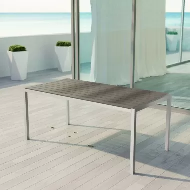 Modway Shore Outdoor Patio Aluminum Dining Table - Silver Gray - Lifestyle