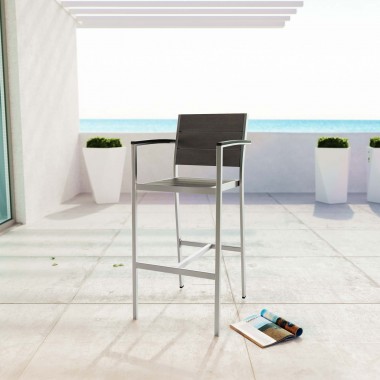 Modway Shore Outdoor Patio Aluminum Bar Stool - Silver Gray - Lifestyle