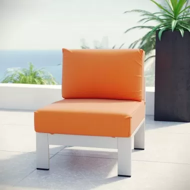 Modway Shore Armless Outdoor Patio Aluminum Chair - Silver Orange - Lifestyle