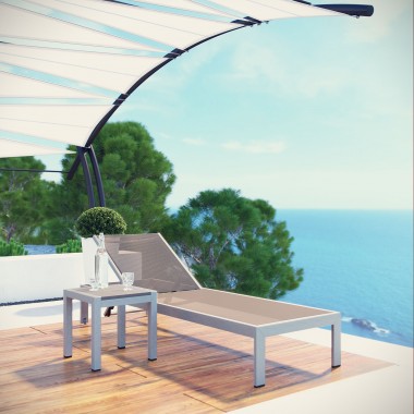 Modway Shore 2 Piece Outdoor Patio Aluminum Set - Silver Gray - Lifestyle