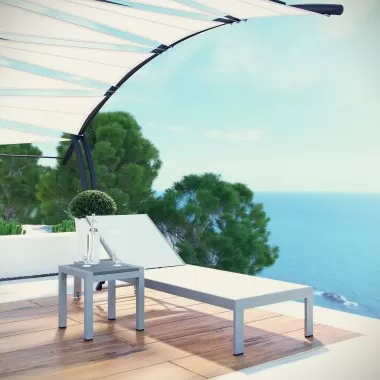 Modway Shore 2 Piece Outdoor Patio Aluminum Set in Silver White - Lifestyle