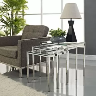 Modway Nimble Nesting Table in Silver