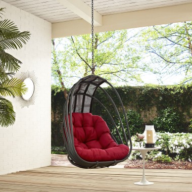 Modway Whisk Outdoor Patio Swing Chair Without Stand in Red - Lifestyle