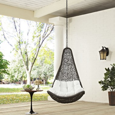 Modway Abate Outdoor Patio Swing Chair Without Stand in Gray White - Lifestyle