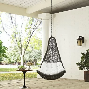 Modway Abate Outdoor Patio Swing Chair Without Stand in Gray White - Lifestyle