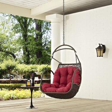 Modway Arbor Outdoor Patio Swing Chair Without Stand in Red - Lifestyle